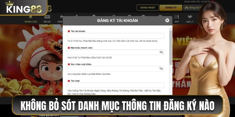 Đăng Ký King88 Chỉ 3 Phút - Hướng Dẫn Chi Tiết Từ A Đến Z 2 Không bỏ sót danh mục thông tin đăng ký nào